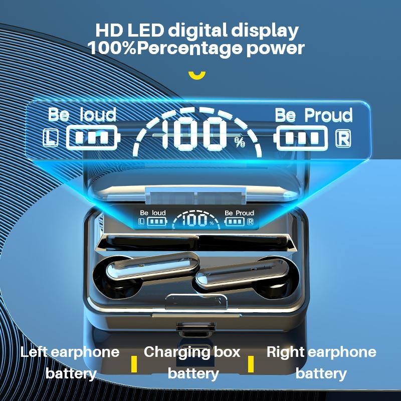 Mới Không Dây Tai Nghe TWS Bluetooth 5.1 Stereo Thể Thao Chống Thấm Nước Tai Nghe Có Đèn LED Hiển Thị Kỹ Thuật Số