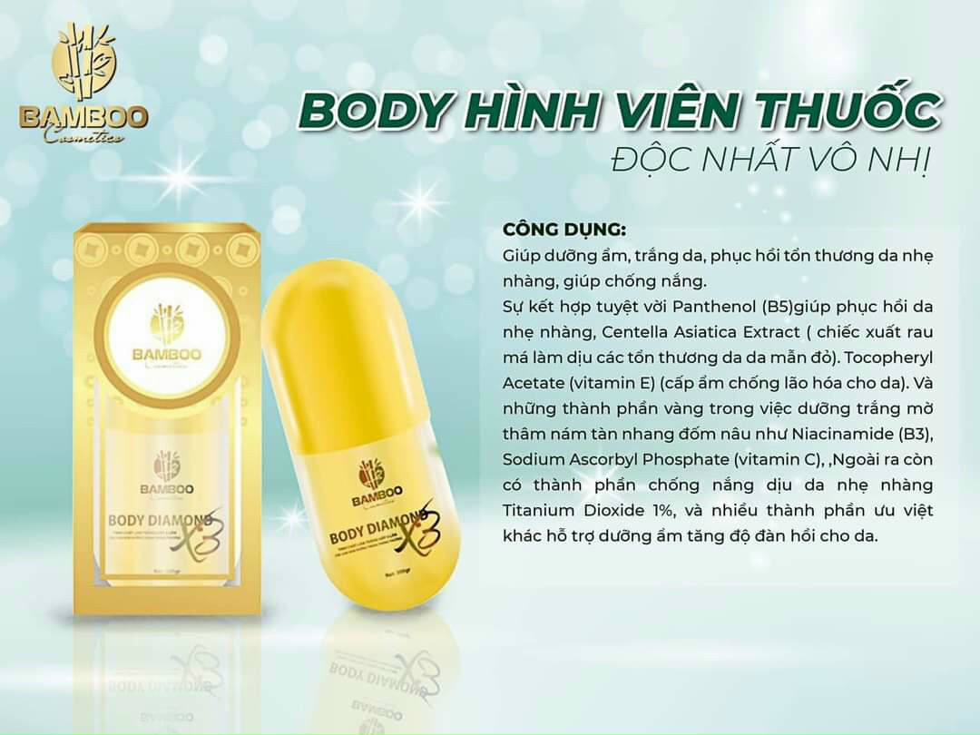 KEM BODY DƯỢC MỸ PHẢM BAMBOO - DƯỠNG DA TRẮNG HỒNG TỰ NHIÊN TỪ SÂU BÊN TRONG - GIÚP DA CĂNG BÓNG MỊN MÀNG