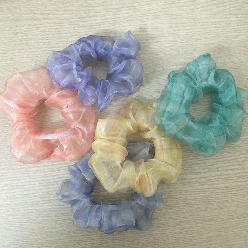 Dây buộc tóc Scrunchies bóng ánh kẻ size nhỏ EAFIT009