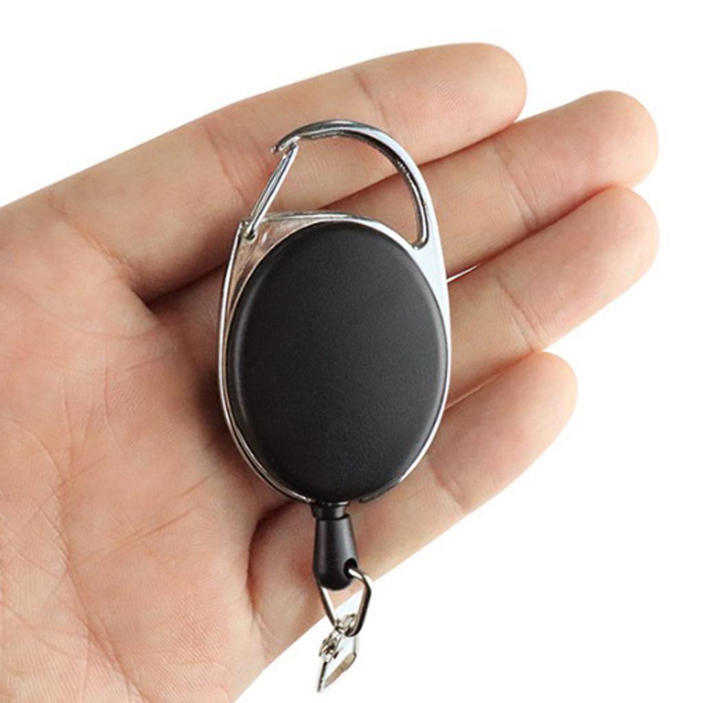 Retractable Key Chain Reel Holder Steel Recoil Ring Belt Clip Hook Carabiner