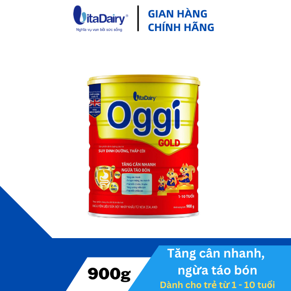 Sữa bột OGGI Suy Dinh Dưỡng Gold 900g giúp bé tăng cân nhanh, ngừa táo bón - VitaDairy