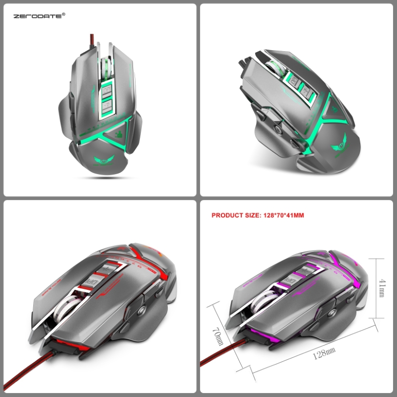 Chuột cơ gaming led RGB 3200DPI - X400S Gray mechanical Gaming mouse 11 Key hàng nhập khẩu