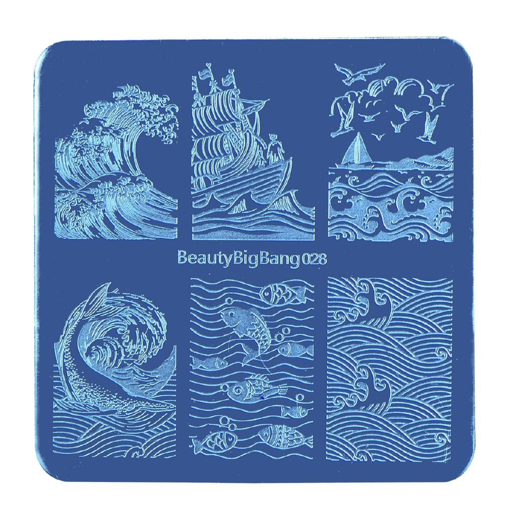 Tấm dập hình cá heo và biển cả dùng trang trí móng nghệ thuật