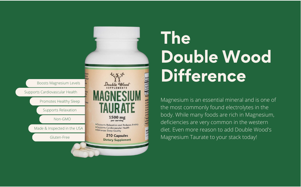 Magnesium Taurate Supplement for Sleep, Calming, and Overall Support - 1,500mg, Manufactured in USA, 120 capsules