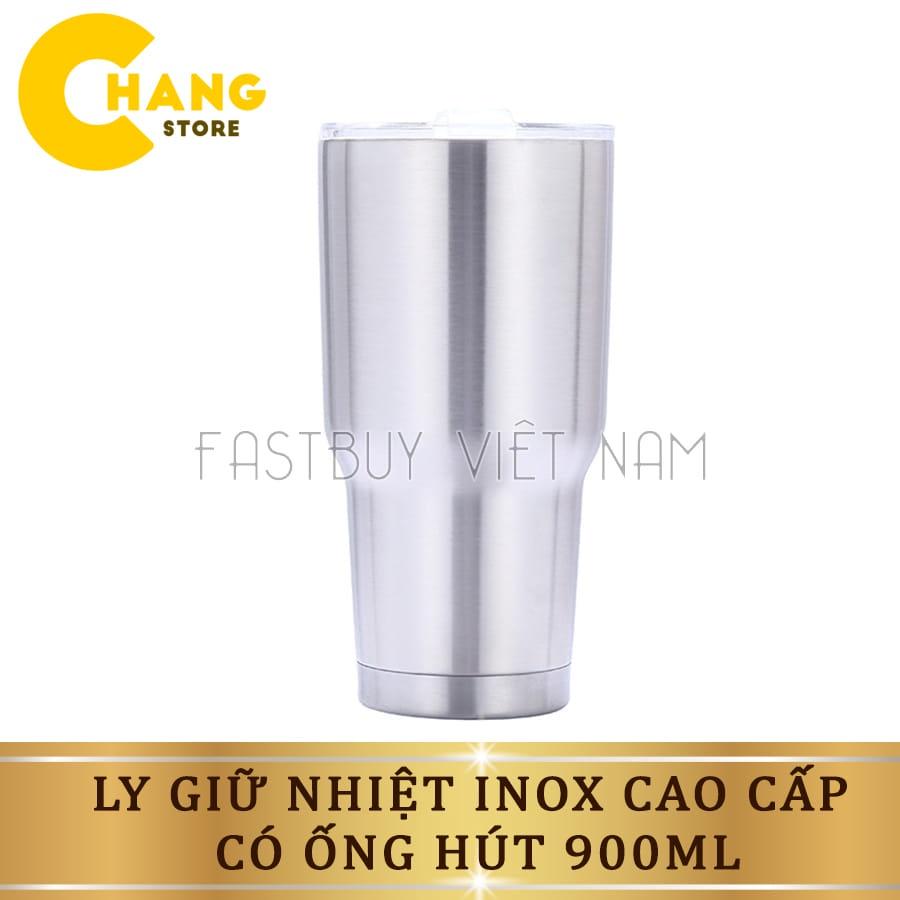 Ly Giữ Nhiệt Thái Lan 900ml Chống Trào, Bình Giữ Nhiệt Chống Va Đập +Tặng Bộ Ống Hút Tiện Lợi Màu Bạc ngẫu nhiên