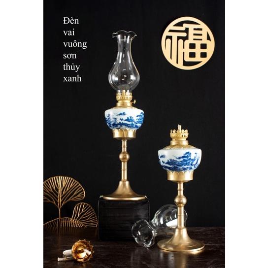 ĐÔI ĐÈN THỜ DẦU CHÂN ĐỒNG TINH XẢO SỨ BÁT TRÀNG
