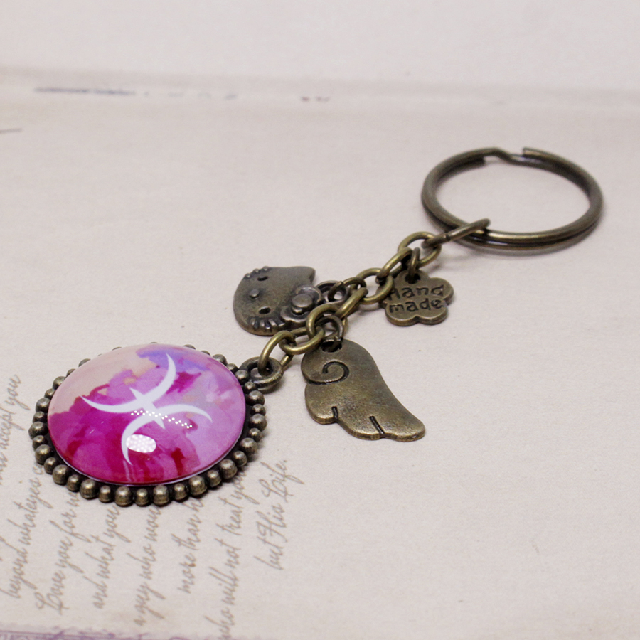 Móc khóa 12 cung hoàng đạo Zodiac phong cách Vintage 06646-M10