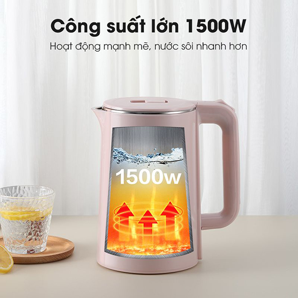 Bình Đun Siêu Tốc Samono SW-EKP13 2 Lớp Cách Nhiệt Cao Cấp - Hàng Chính Hãng