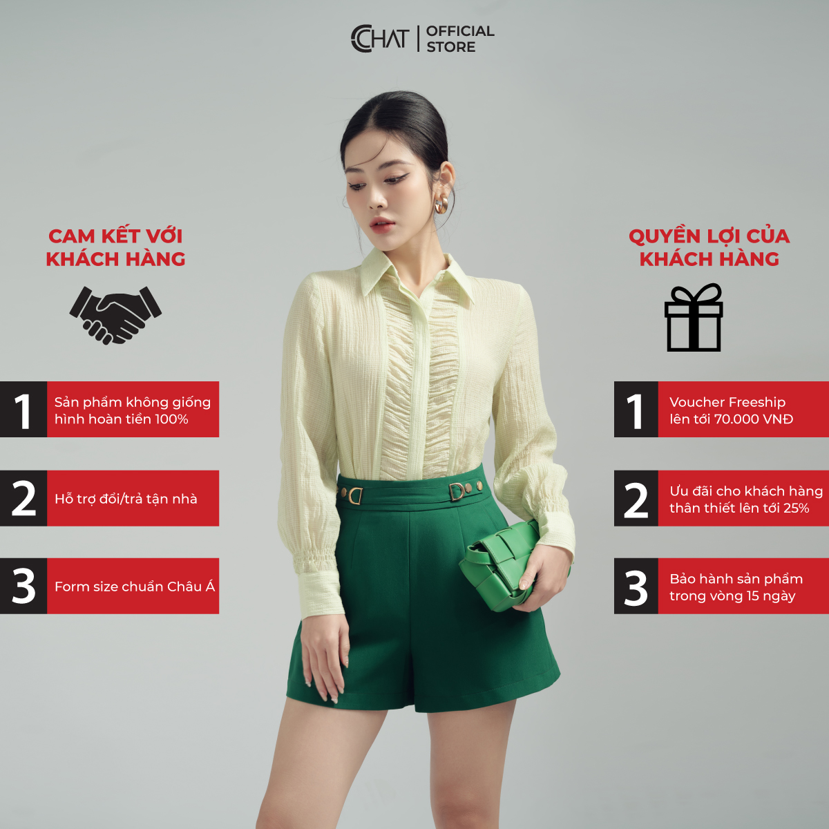 Quần Đùi Nữ  Kiểu Cạp 4 Khuy Dập Dáng A Chất Tuytsi Mềm Mịn 13ONS2014AT