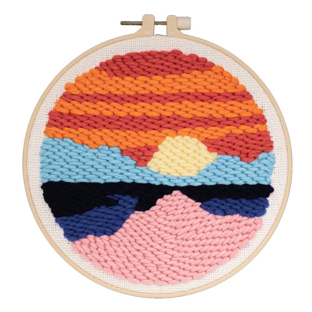 Punch  Kit with Adjustable Punch  Yarn for Beginners - Sunset