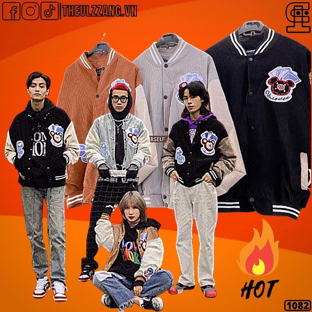 Áo Khoác Nhung NAM NỮ Cao Cấp Hàng QUẢNG CHÂU Bomber Jackets Form Rộng Unisex Thêu UCNEW