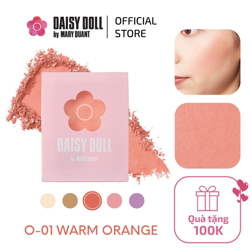 Phấn Má Hồng Daisy Doll By Mary Quant Nhật Bản Siêu Mịn Màu O-01 Warm Orange Hộp Kèm Cọ 8.3g