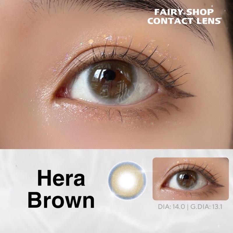 Kính Áp Tròng Hera Brown 14.0 - FAIRY SHOP CONTACT LENS Silicone Hydrogel độ 0 đến 10 độ lens cho mắt thở cao cấp