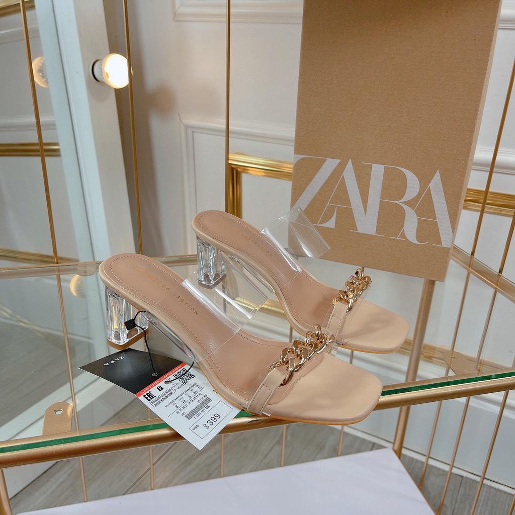 Dép Guốc nữ quai trong tag xích, gót 7 phân