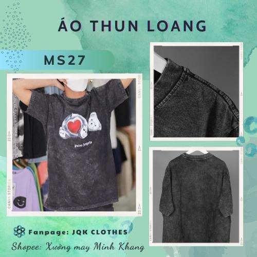 Áo thun loang đen PLAMANGELS nam nữ tay lỡ chất liệu 100% cotton kiểu unisex