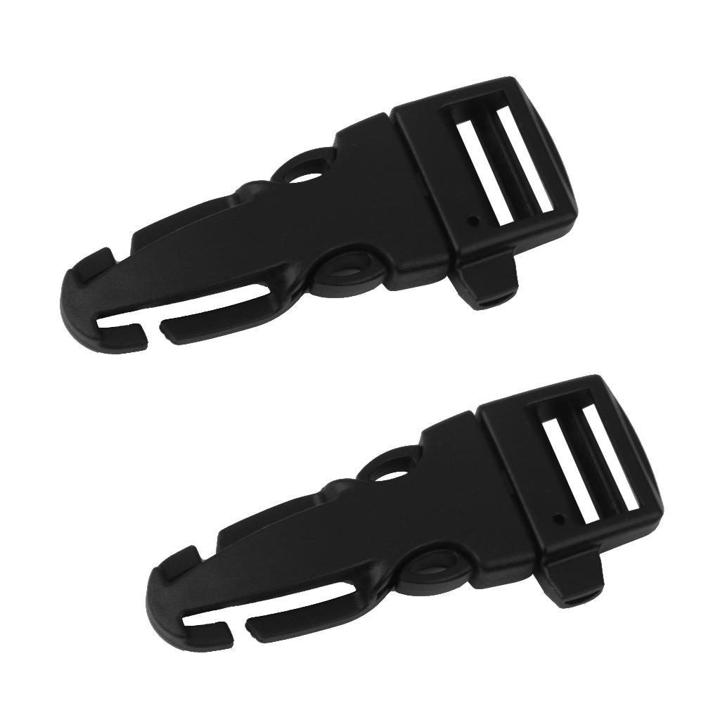 2pcs Plastic Backpack Chest Webbing Strap Adjuster Buckle with Whistle