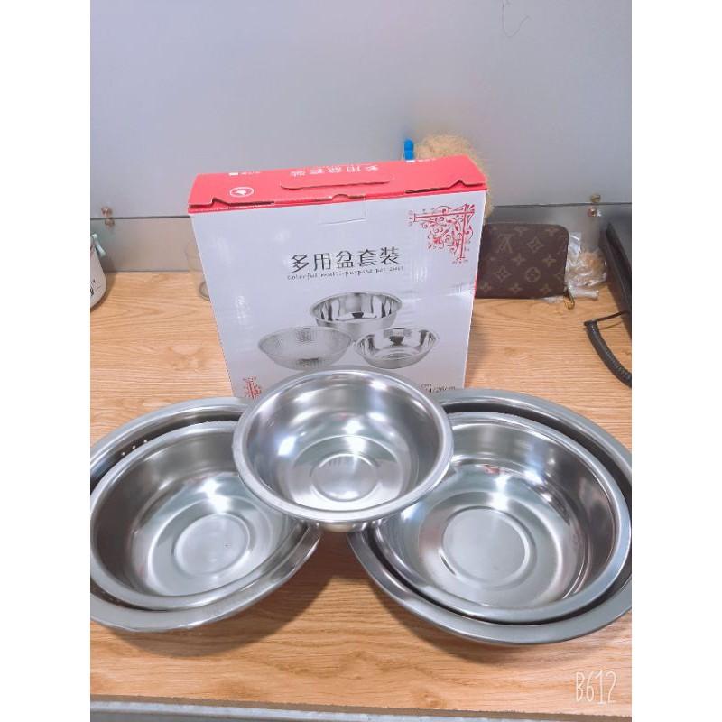 Set 5 thau rổ inox không gỉ hàng dày đẹp