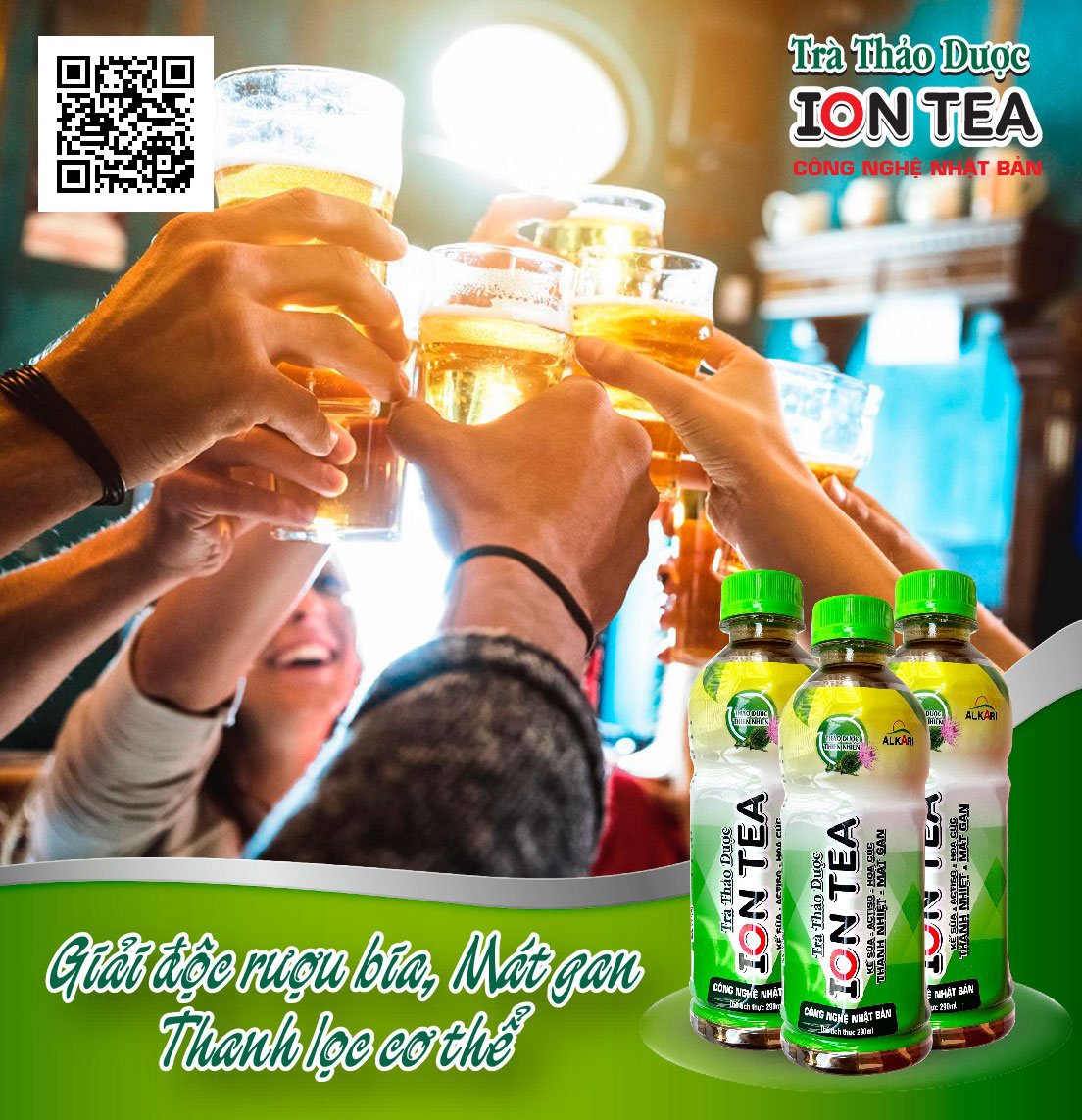 Trà thảo dược thiên nhiên ION TEA Alkari, thùng 24 chai , thanh nhiệt mát gan ,giảm nhiệt miệng, mụn nhọt