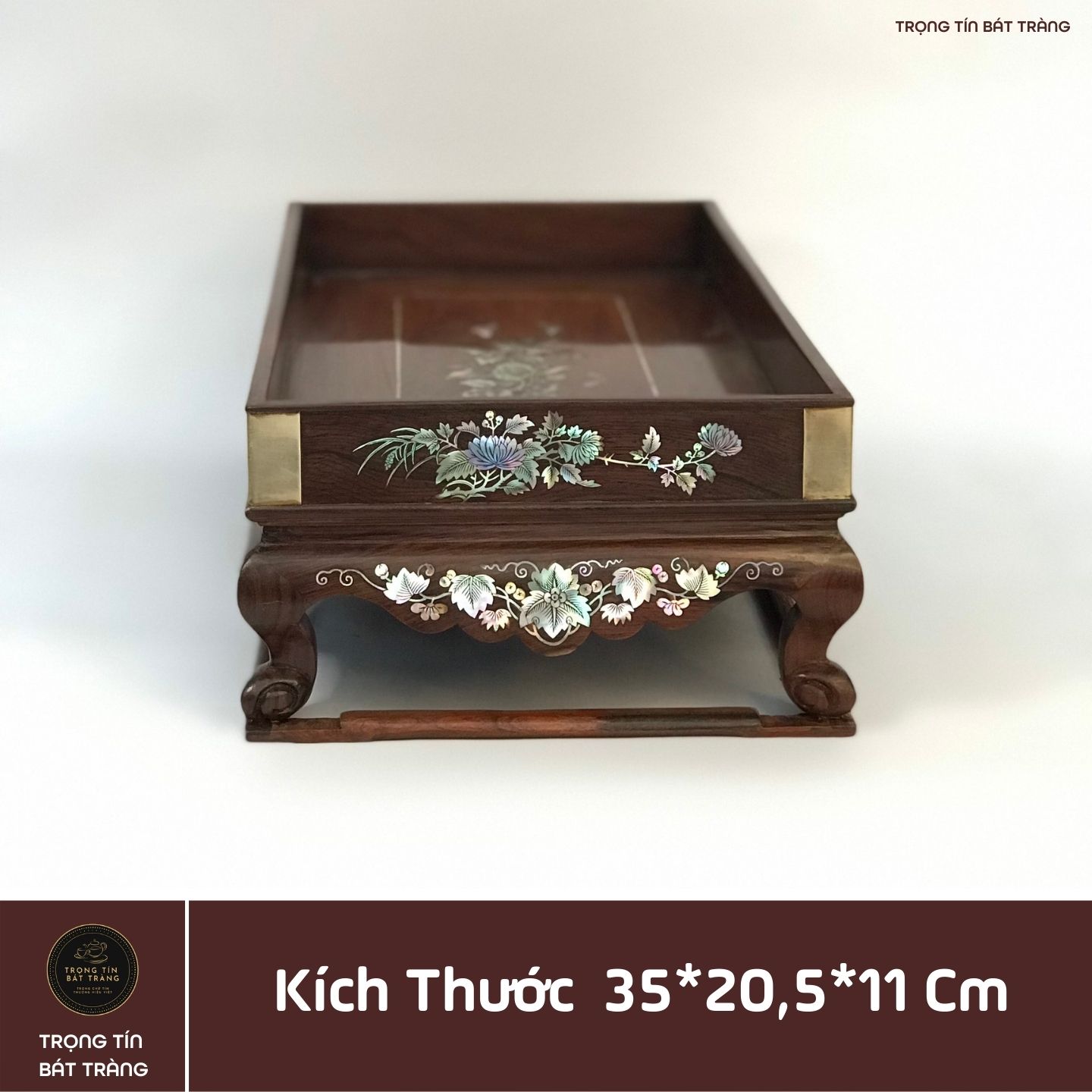 Khay Trà Gỗ Cẩm Hình Chữ Nhật Kích Thước 35*20,5*11 cm KT 87