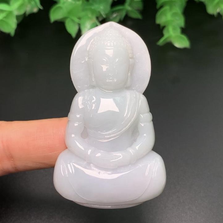 Mặt Phật A Di Đà xanh nhạt Ngọc phỉ thúy thiên nhiên Jadeite A