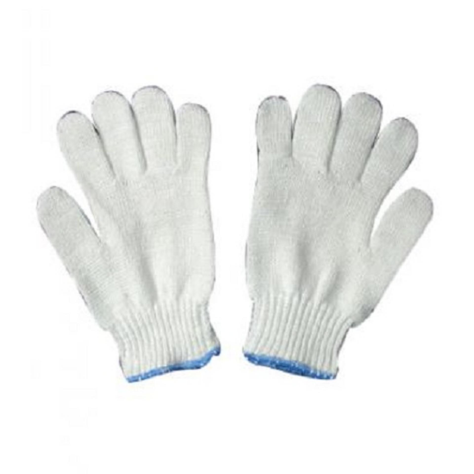 Bộ 10 bao tay len bảo hộ lao động màu trắng - viền màu ngẫu nhiên ( loại dày 50g / 1 đôi ) tiện lợi cao cấp