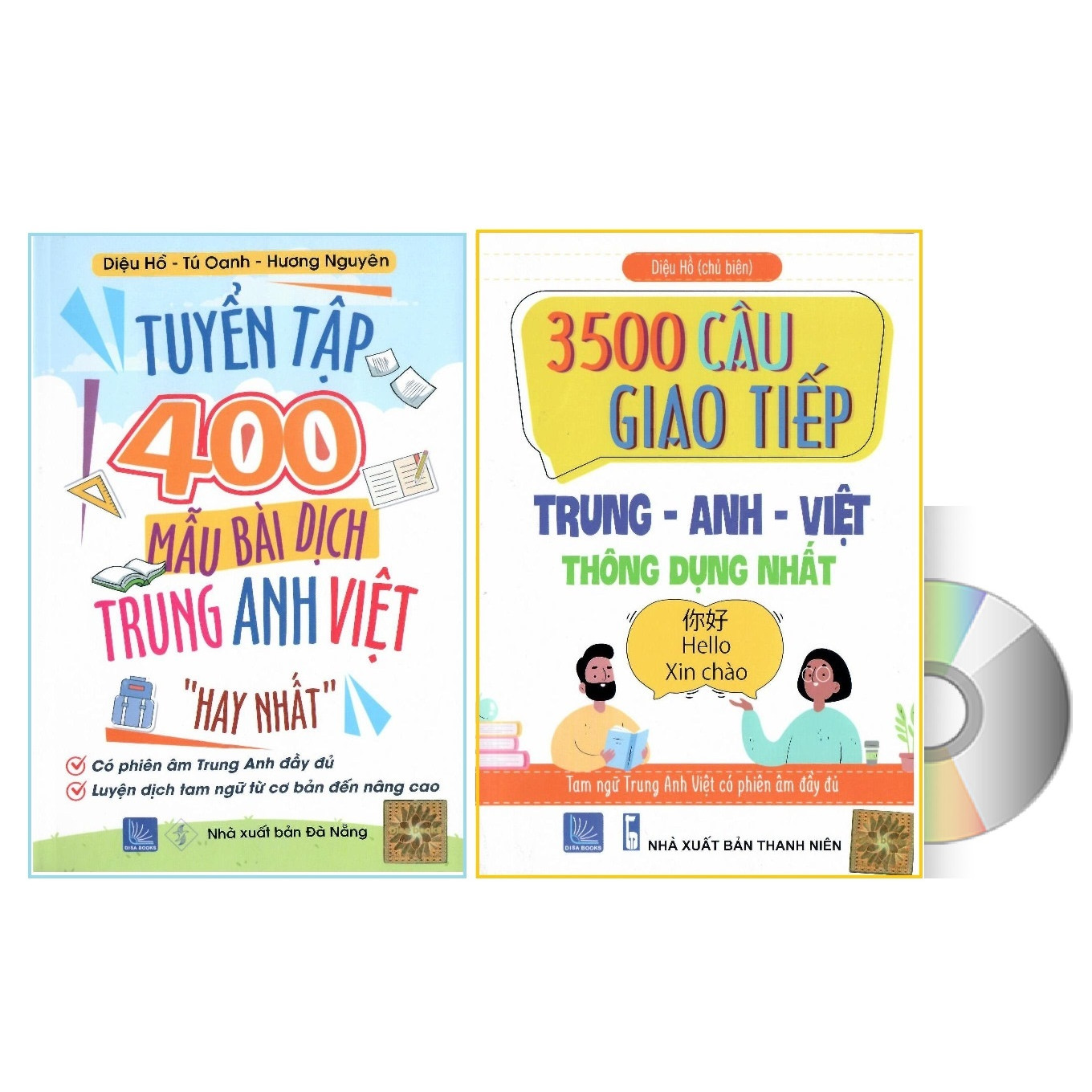 Combo 2 sách Tuyển tập 400 mẫu bài dịch Anh Hoa Việt và 3500 câu giao tiếp Anh Hoa Việt có phiên âm kèm DVD audio nghe