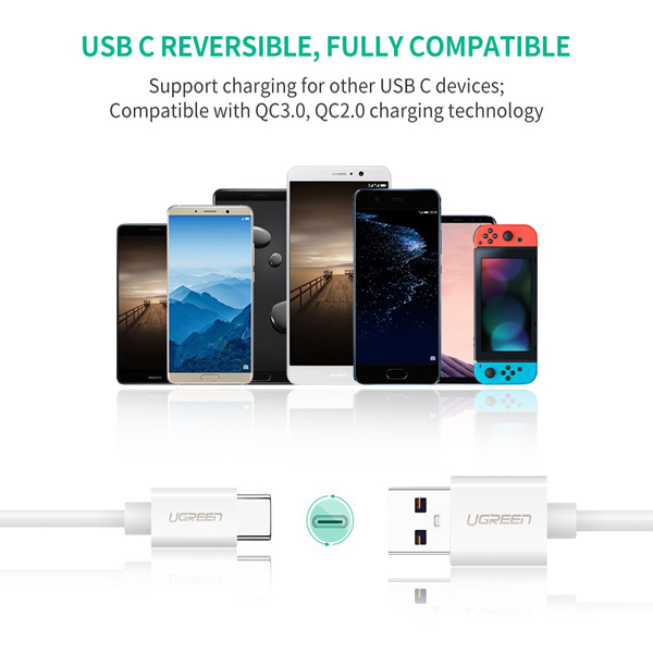 Cáp USB Type C to USB 2.0 hỗ trợ sạc 5A Ugreen 40888 dài 1m chính hãng