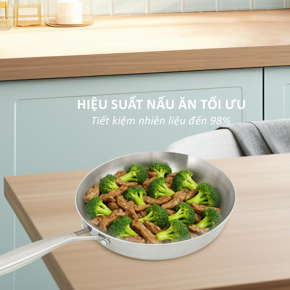 Chảo Inox 304 đúc liền khối 3 lớp Kalpen Luxus size 26cm, bảo hành 5 năm