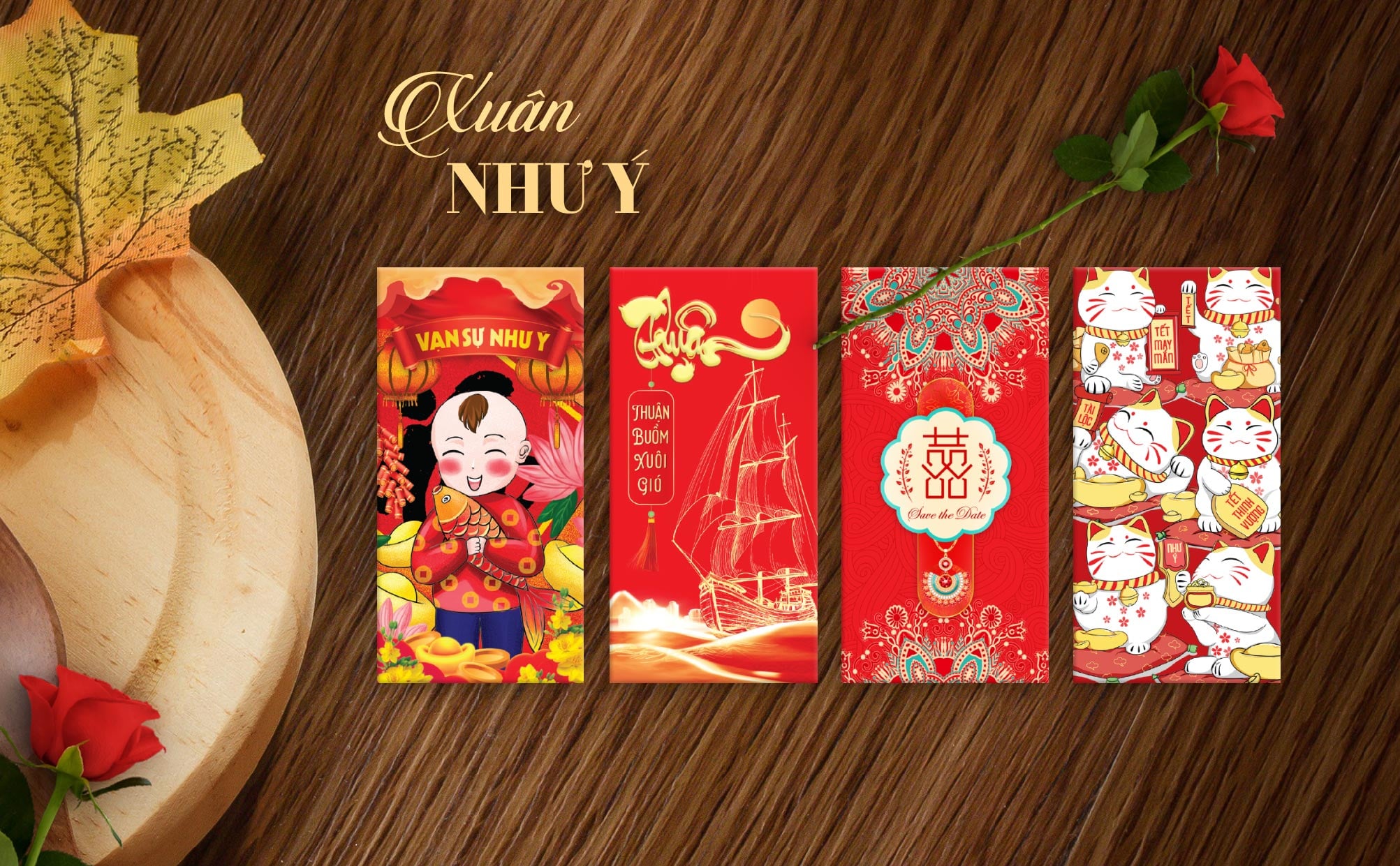 SET 50/10 Bao lì xì Mừng Xuân Mừng tuổi chúc Năm mới mẫu ngẫu nhiên