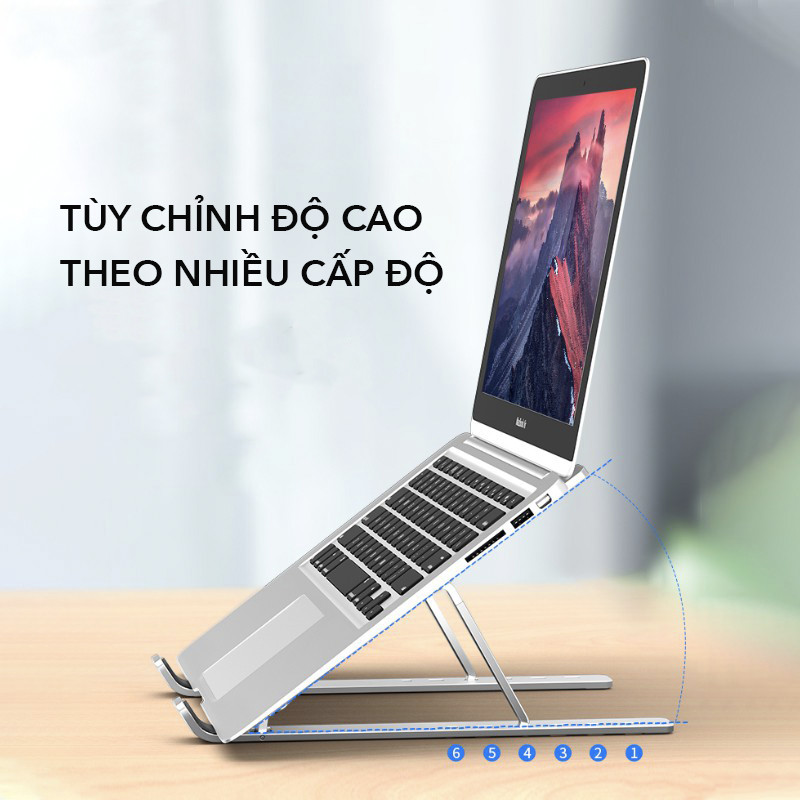 Giá đỡ Dành Cho LAPTOP, MACBOOK, IPAD bằng nhôm có thể điều chỉnh được độ cao, đế tản nhiệt laptop, đế kê laptop nhôm