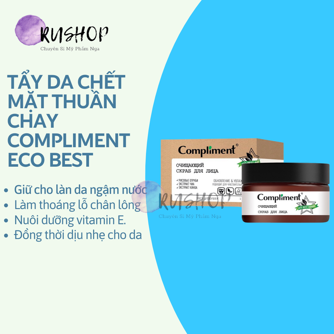 Tẩy da chết mặt thuần chay Compliment Eco Best 100ml (dạng hũ)
