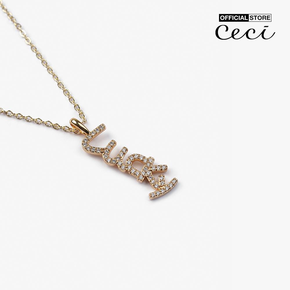 CECI - Dây chuyền nữ sợi mảnh phối mặt chữ Lucky CC4-01000195-27