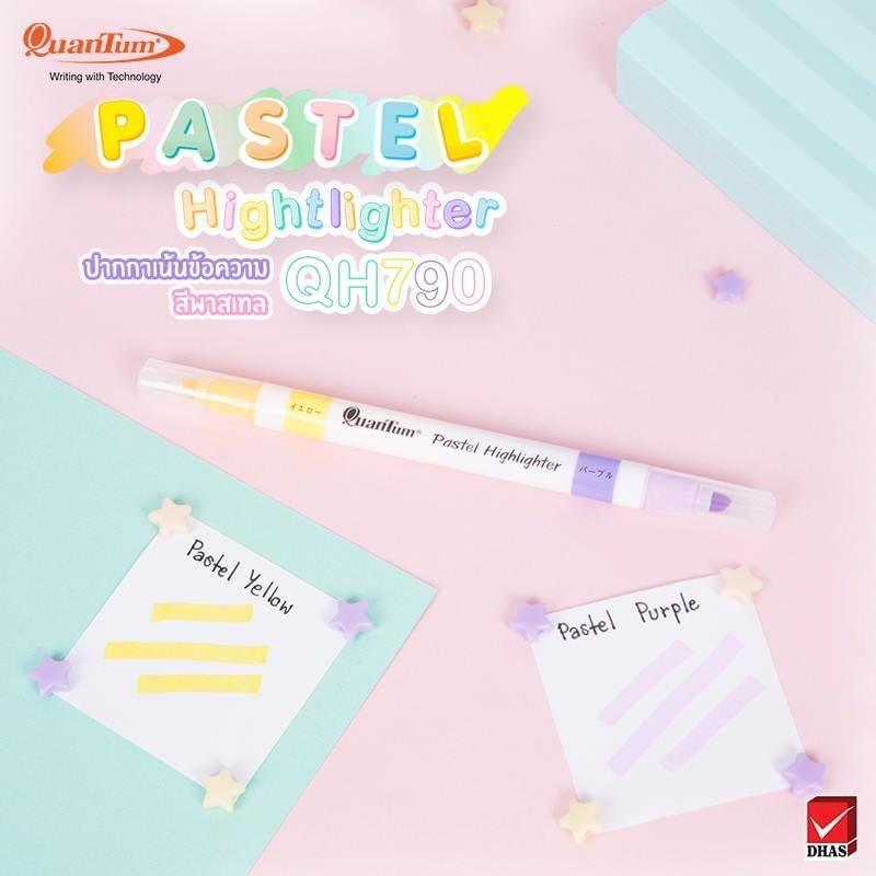 Bút đánh dấu highlight dạ quang mỗi chiếc 2 màu pastel siêu sáng QH790 Quantum (Thái Lan)