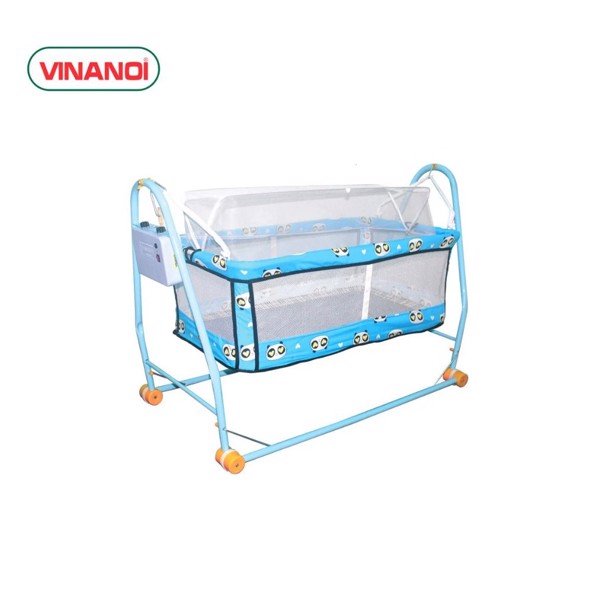 Nôi Tự Động Em Bé Giá Rẻ N20X VINANOI - Sức Đưa 20kg - Lồng Nôi Màu Xanh - Khung Võng Thép Màu Xanh