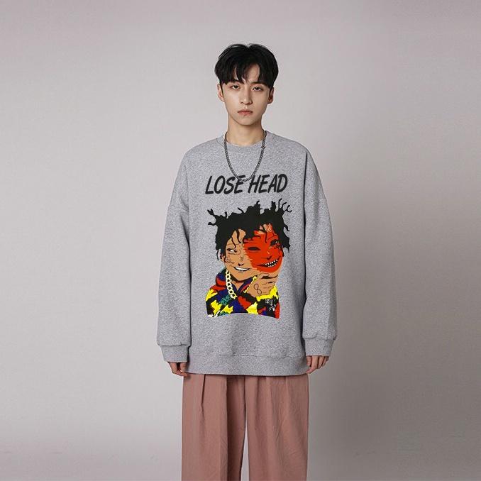Áo dài tay trơn NỈ BÔNG Unisex MonsterX LOSSE HEAD Sweater Ulzzang cặp đôi nam nữ form rộng oversize Hàn Quốc