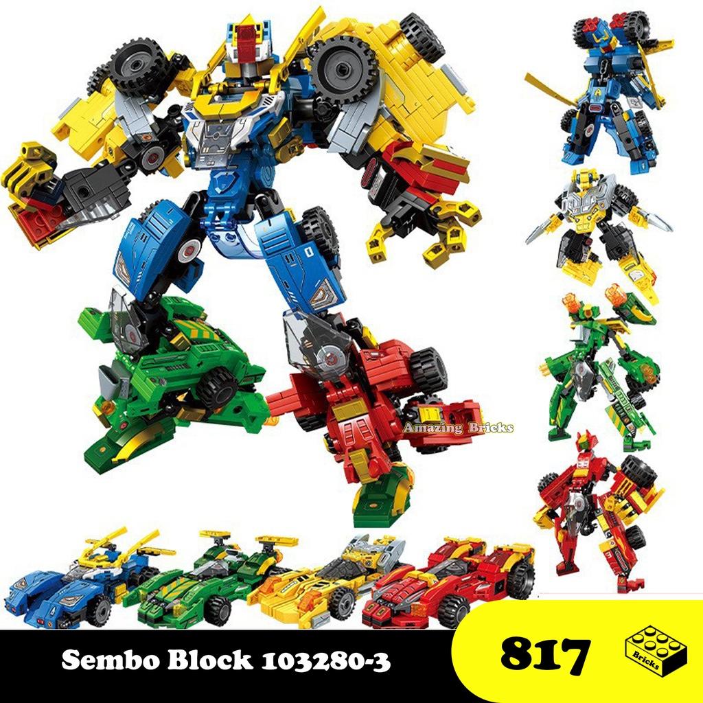 Đồ chơi Lắp ráp Robot Xe Đua biến hình, Sembo Block 103280-83 Xếp hình thông minh, Mô hình Robot siêu nhân
