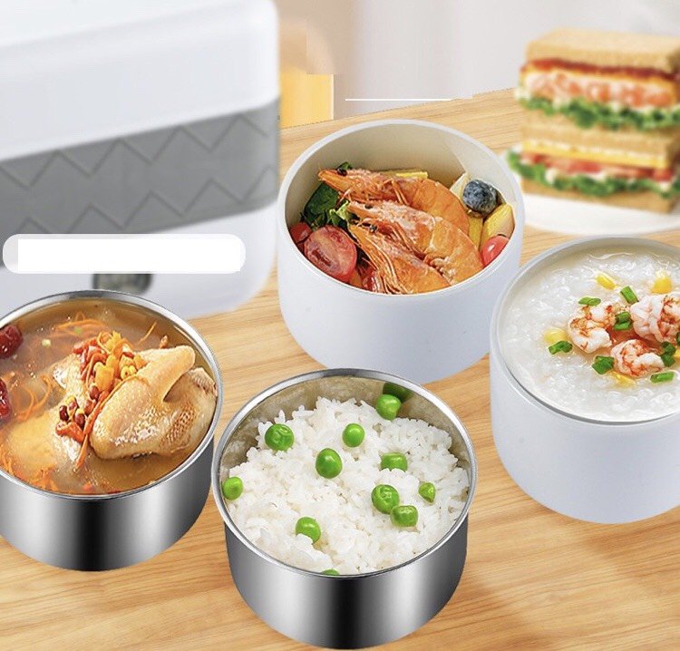 Nồi cơm điện mini 2 tầng Cooking  dễ dàng nấu cơm, các món luộc, hấp,, nấu canh.... Hộp cơm văn phòng cắm điện hâm nóng cơm và thức ăn tự động mẫu mới