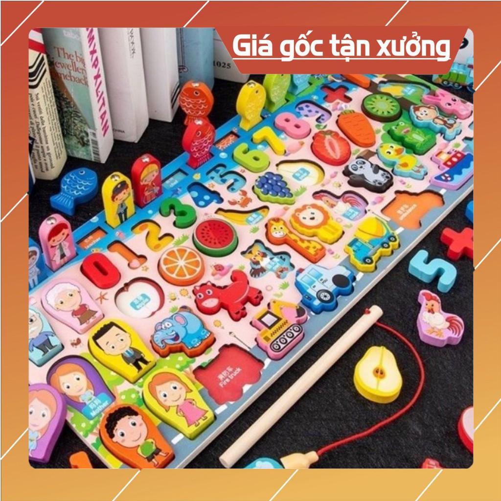 Bộ đồ chơi câu cá, ghép số bằng gỗ cho bé 63 chi tiết - Bộ Bảng Số Thông Minh bằng gỗ mới nhất 2021 bộ 5in1