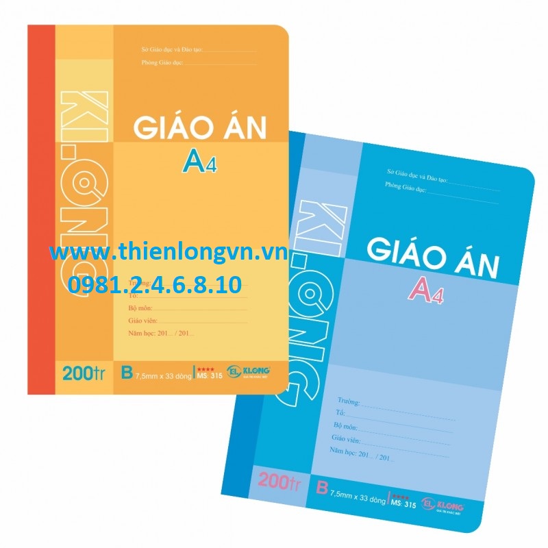 Sổ giáo án kẻ ngang A4 - 200 trang; Klong 315