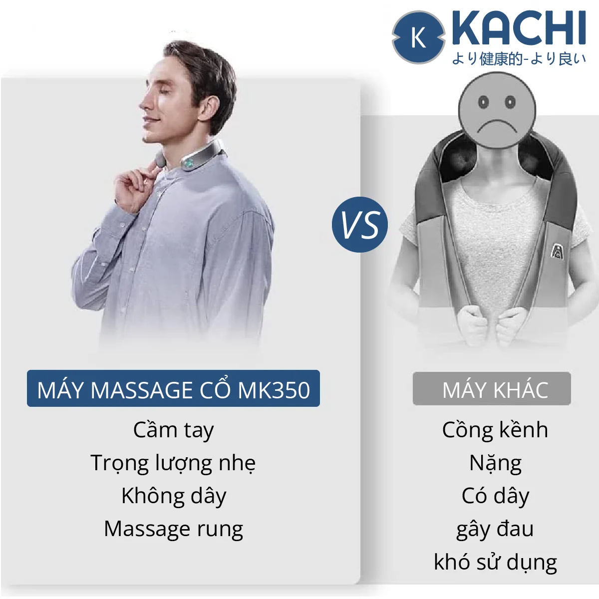 Máy massage cổ không dây 10 đầu rung nhiệt cao cấp Kachi MK350