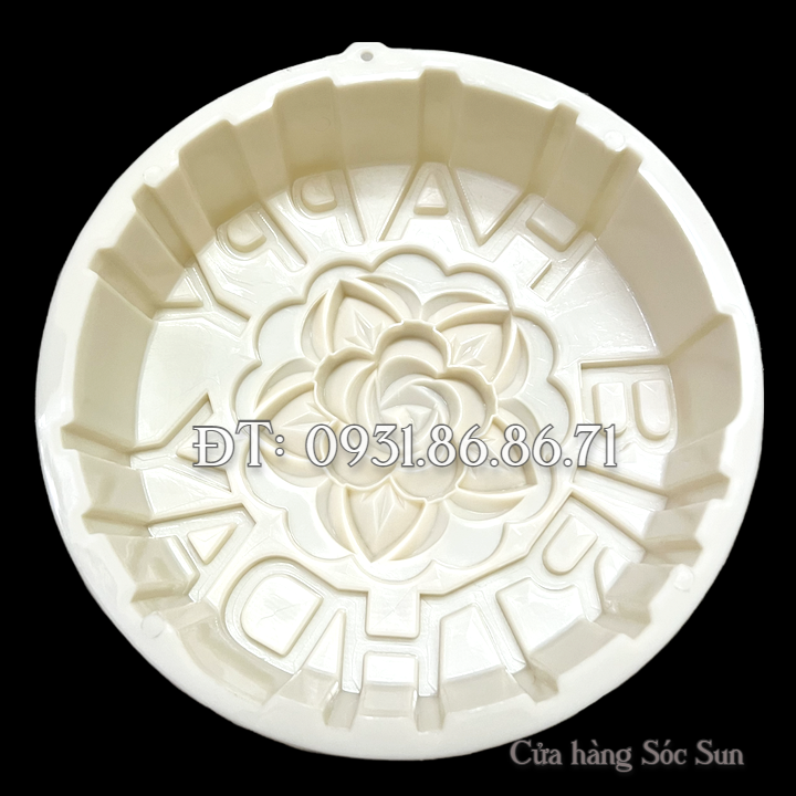 Khuôn làm bánh, rau câu hoa hồng Happy Birthday loại 20 cm – Mã số 1942
