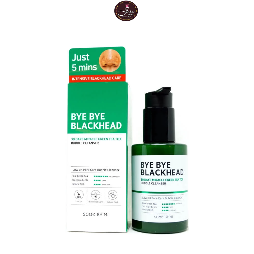 Sữa rửa mặt làm giảm và ngăn ngừa mụn đầu đen Some By Mi Bye bye blackhead 30 days miracle greentea tox bubble cleanser