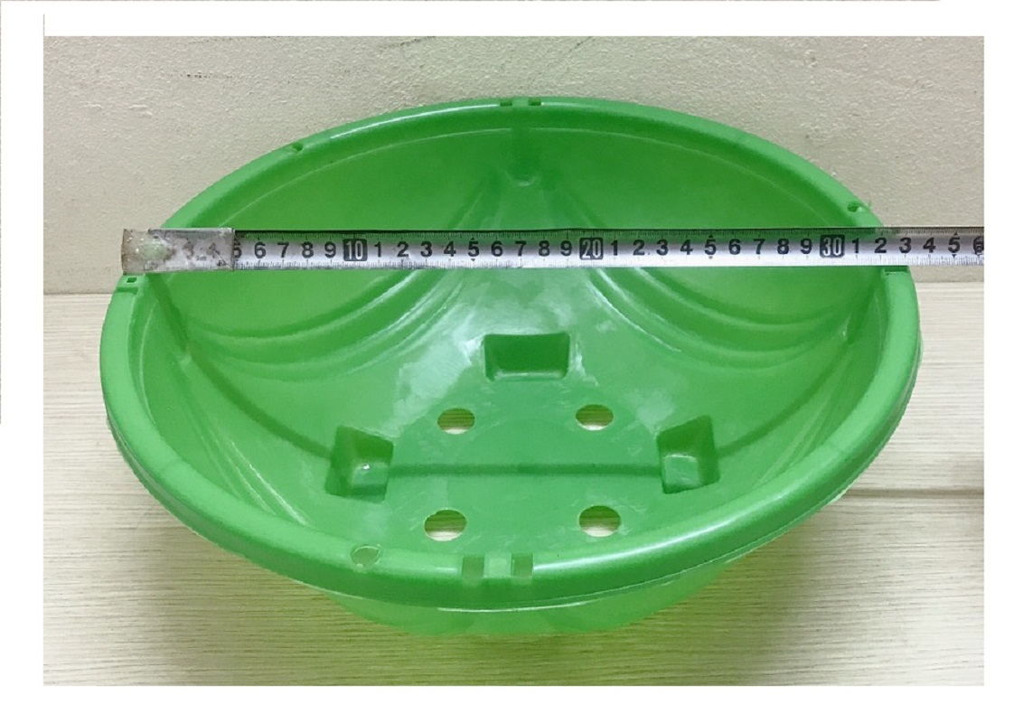 2 Chậu Nhựa Tròn Trồng Hoa Màu Xanh Có Móc Treo - Chậu chảo treo trồng hoa có móc xích kèm theo! KT: 33x13 cm