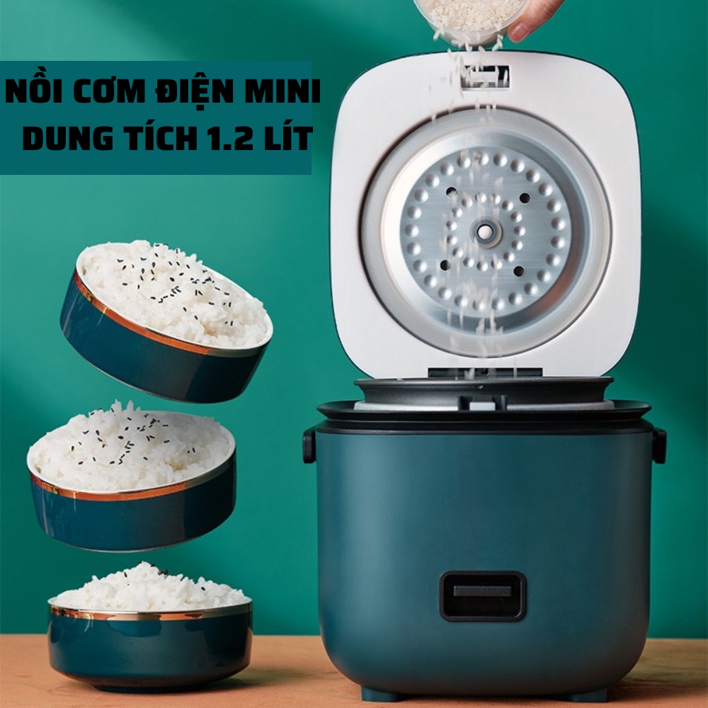 Nồi cơm điện mini đa năng Rice Cooker Seoulcook 1,2l hàng nội địa cao cấp nấu cơm, cháo, chưng, hấp,... tặng khay hấp + vá cơm + cốc đong