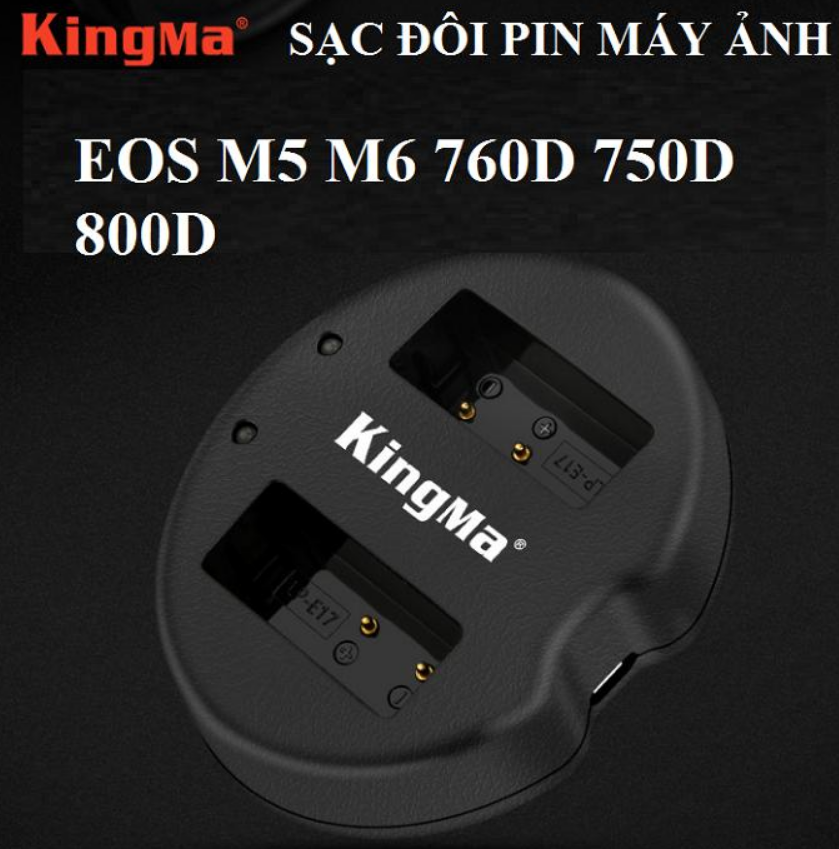 Sạc đôi kèm cáp sạc và 2 pin sạc KingMa LP-E17 cho Canon EOS M3 M5 M6 760D 800D - Hàng chính hãng