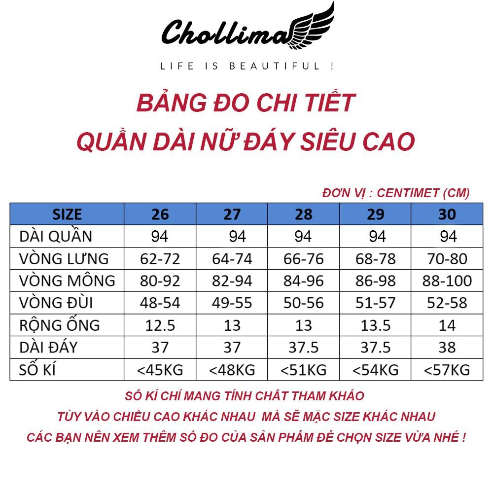 Quần jeans nữ co giãn Chollima cạp siêu cao đắp nịt màu xanh trắng QD025