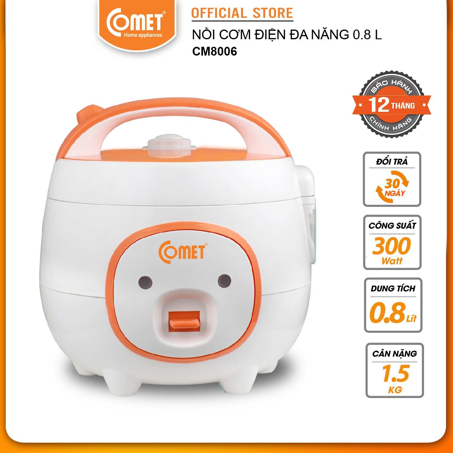 Nồi Cơm Điện Comet CM8006 - 0.8L - Hàng Chính Hãng