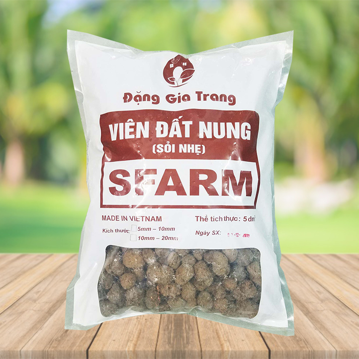 Viên đất nung (sỏi nhẹ) cỡ viên 10-20mm trồng lan, sứ, sen đá, thủy canh Sfarm (5dm3)  | Bonsai soil