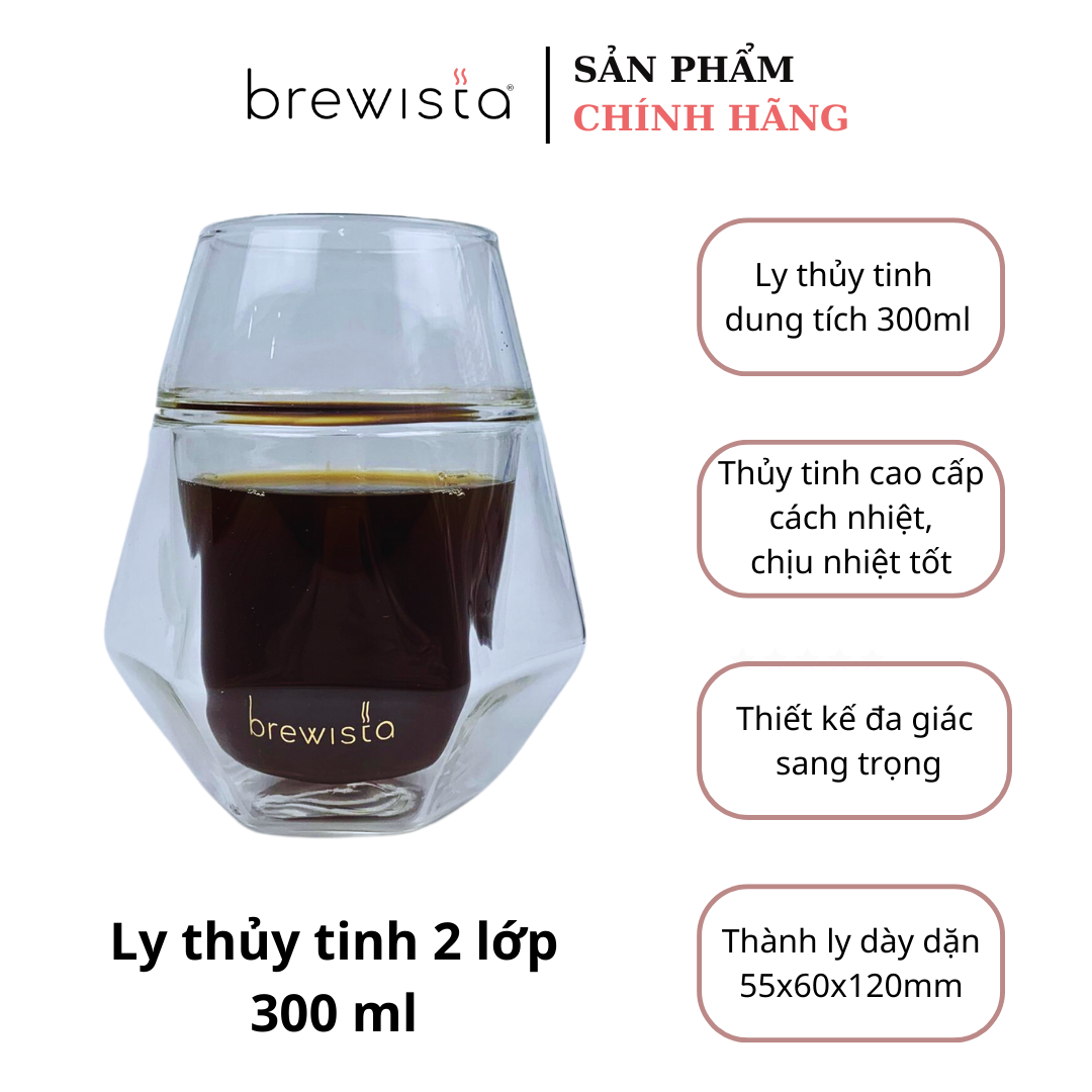 Ly thủy tinh 2 lớp Brewista Double Wall Glass Aroma cup 300ml