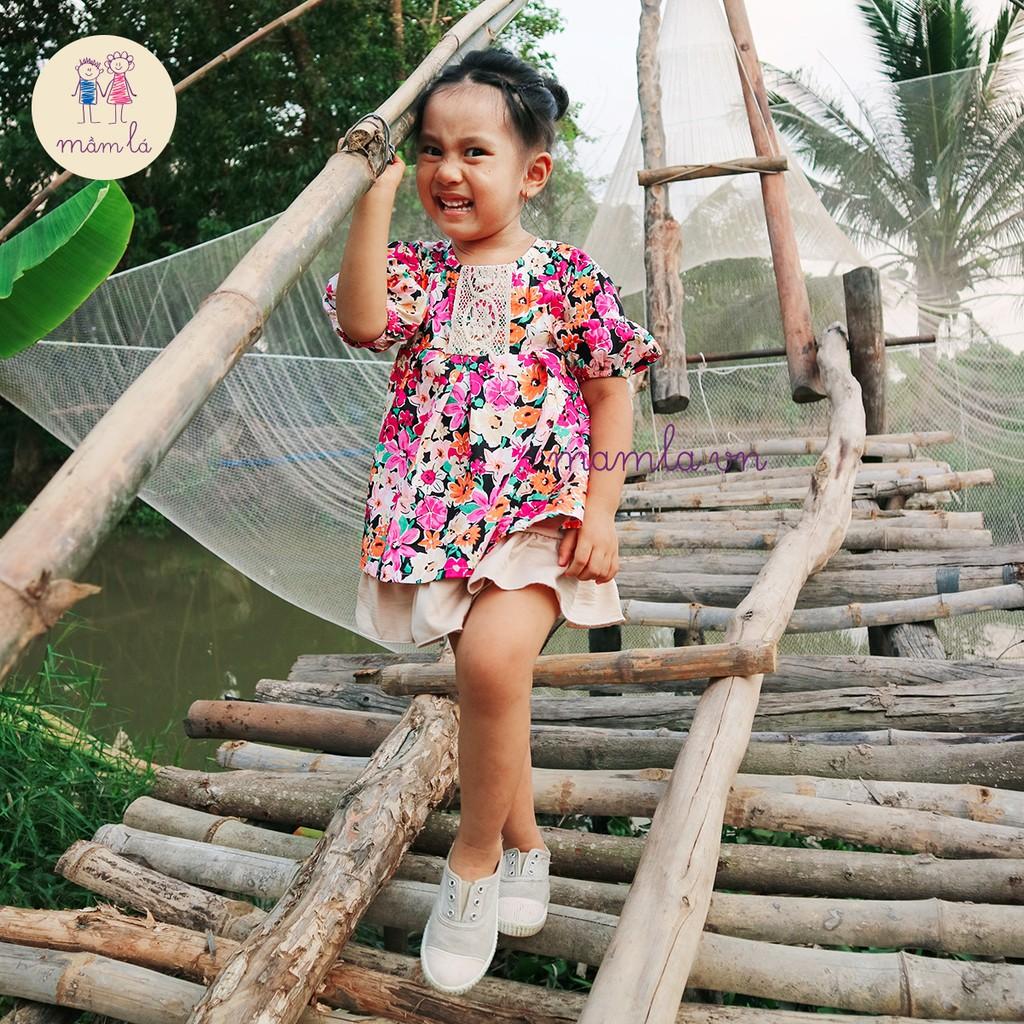 Váy đầm cách tân hoa to tím | 1Y-5Y